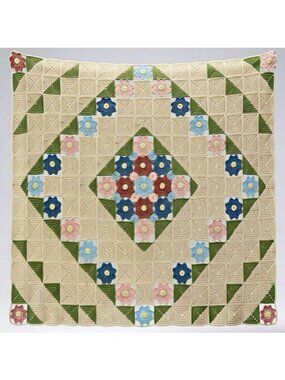 Handmade Crochet Bedspread With Floral Design Multicolor Yarn Queen/Full Size Li